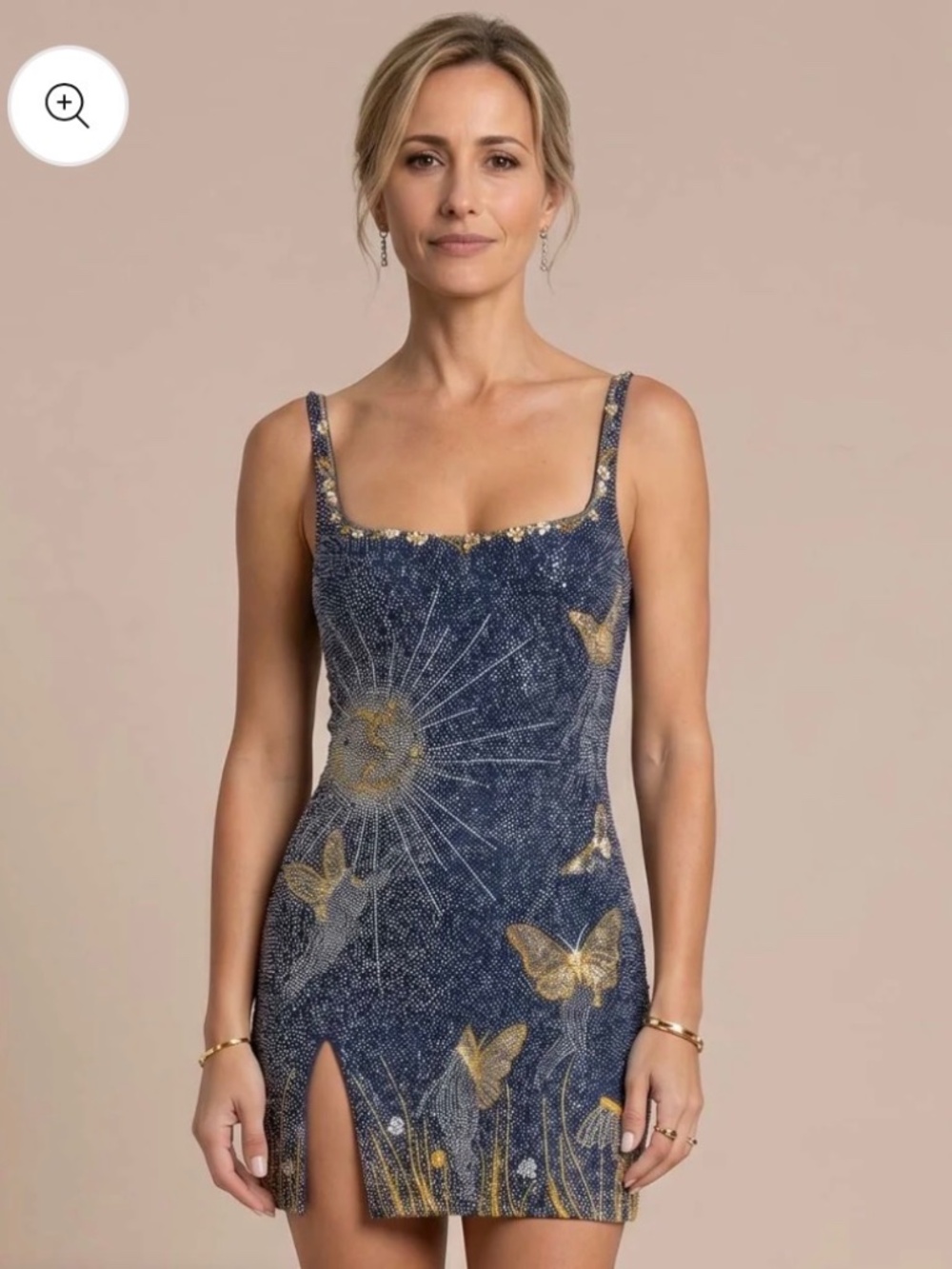 NWT Lavish Ivy Celestial Mini Dress Size S Glitter Fairy Embroidered Mesh E